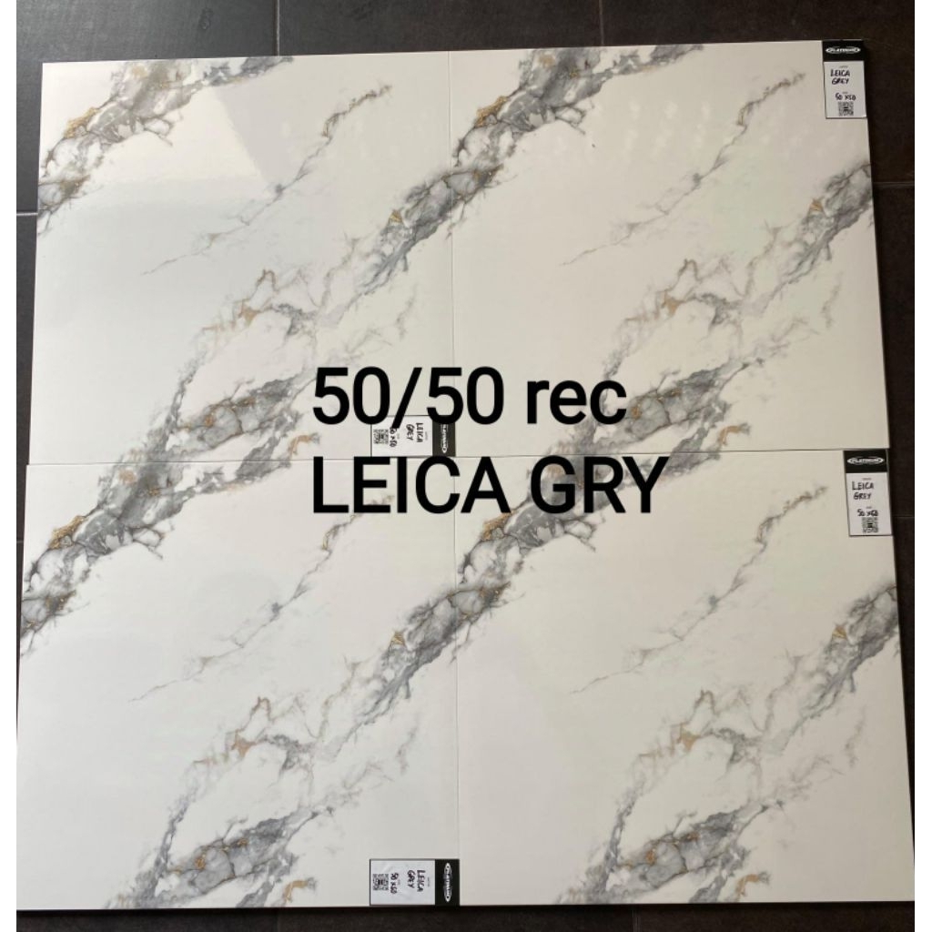 Platinum Keramik Leica Grey 50x50 Glosy Cutting - Keramik Lantai Putih Motif Marmer Murah Meriah