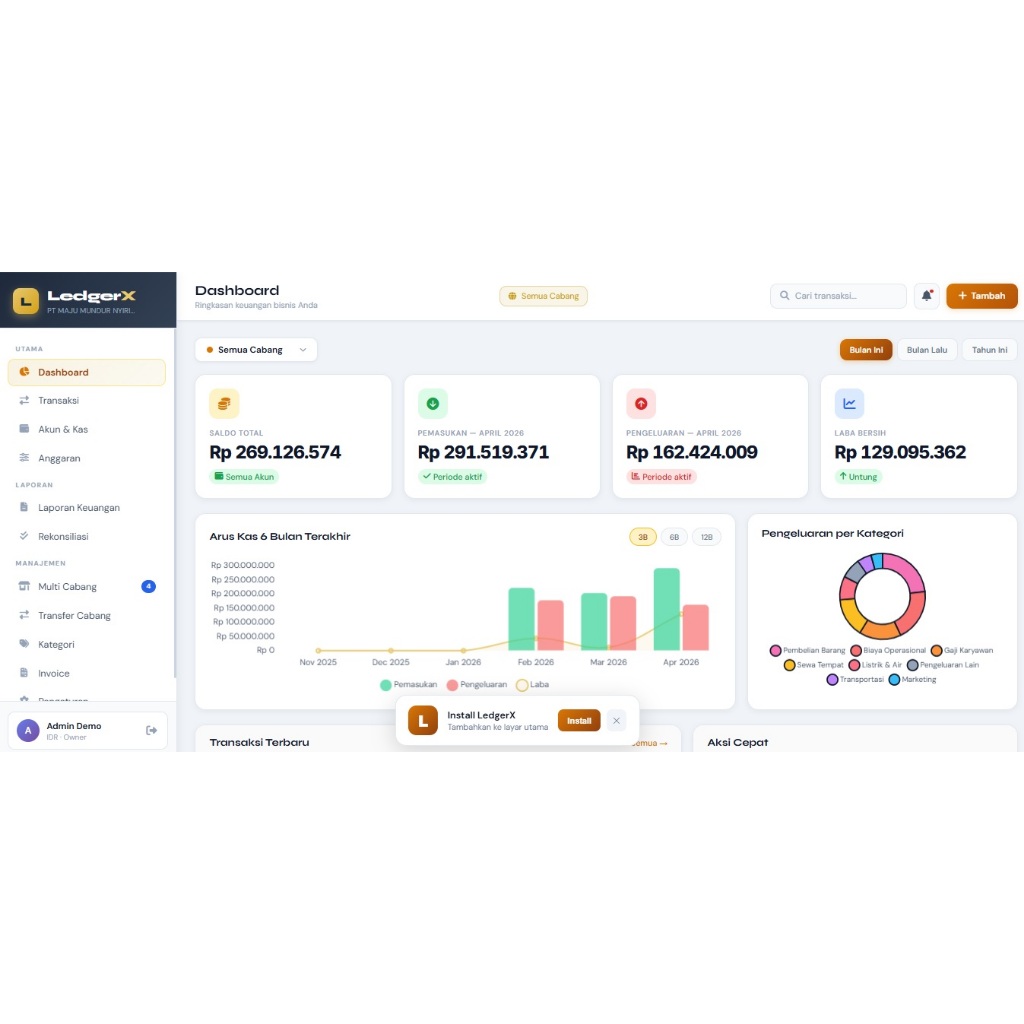 Aplikasi / software pembukuan berbasis web base
