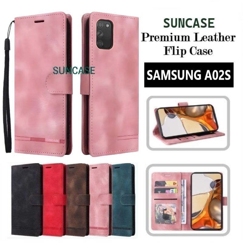 Casing hp SAMSUNG A02S model flip dompet softcase premium ada tali