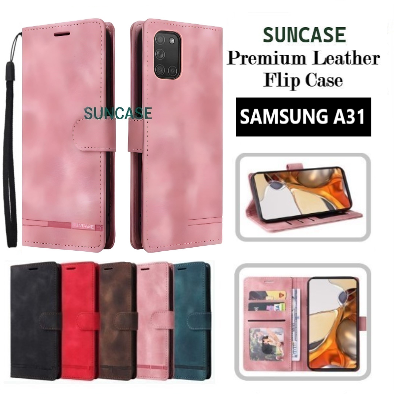 Casing hp SAMSUNG A31 model flip dompet softcase premium ada tali