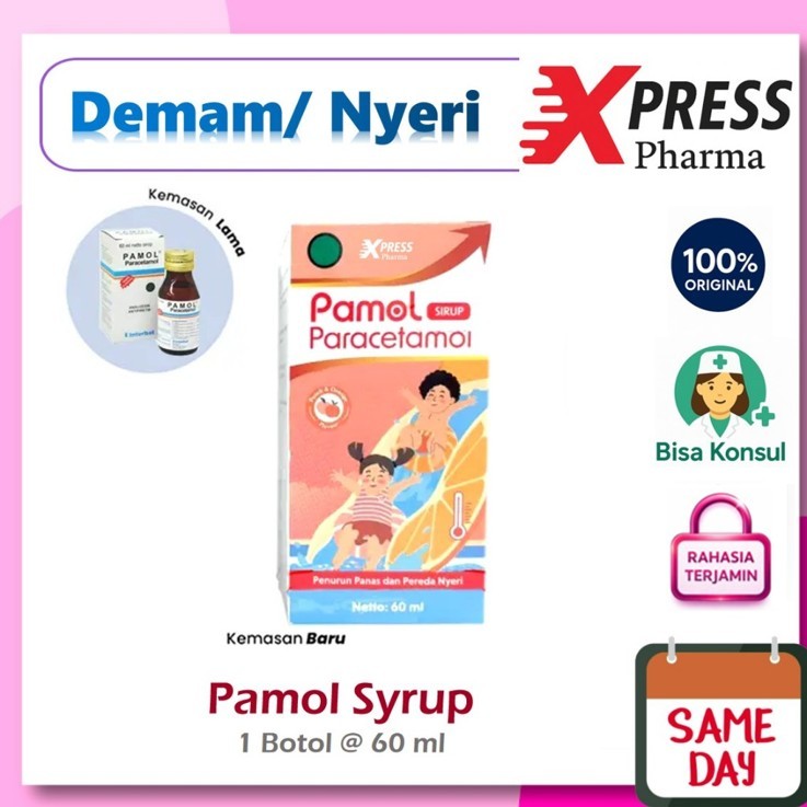 XPRESS  Pamol Sirup - Paracetamol Pereda Demam Sakit Kepala Nyeri Anak