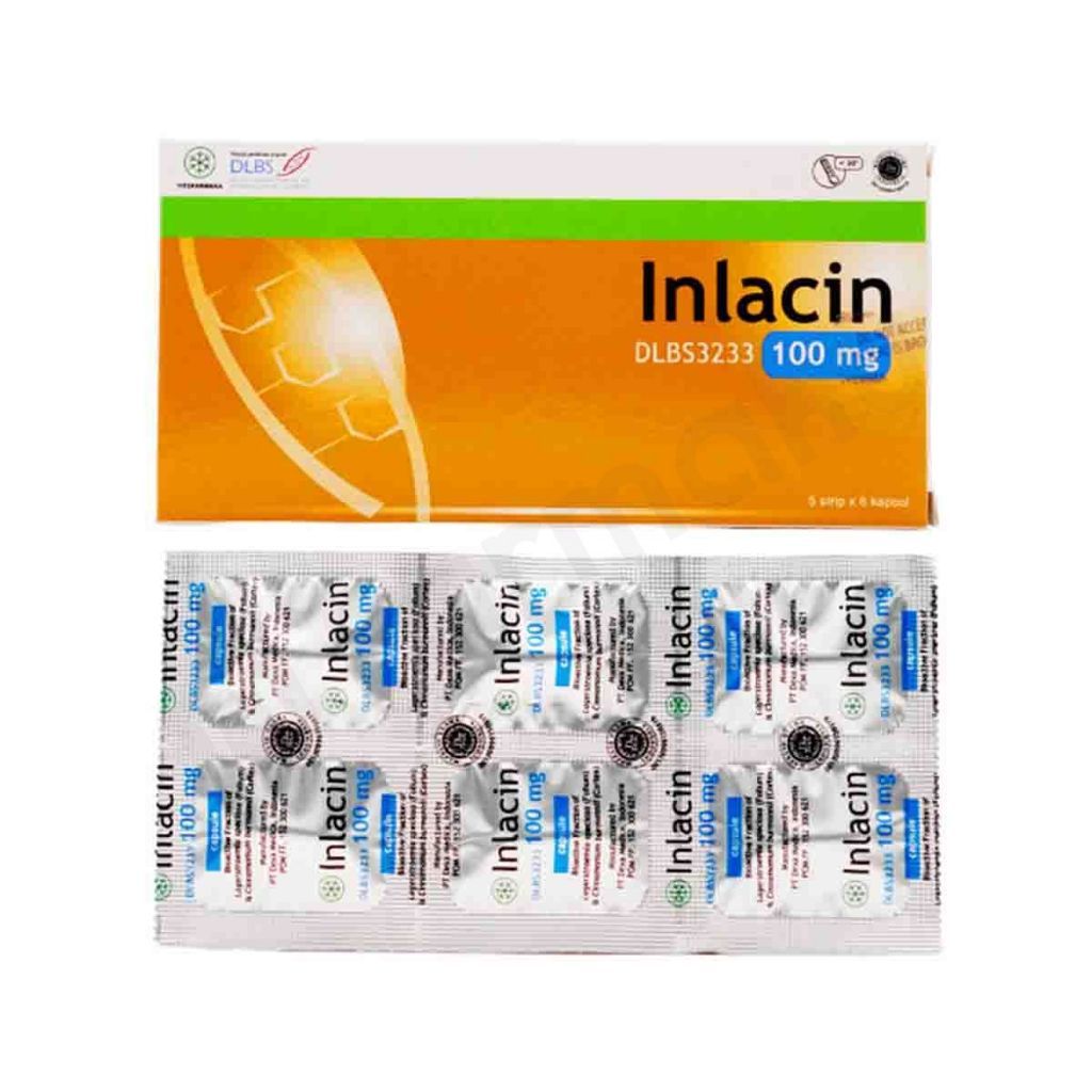 Inlacin 100 mg - Obat Herbal Penurun Gula Darah, Bahan Alami, 1 Strip Isi 6 kapsul
