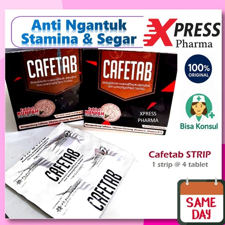XPRESS  STRIP CAFETAB Permen Cafetab strip anti ngantuk tablet kunyah ganti tabmax Mint Esepuluh isi