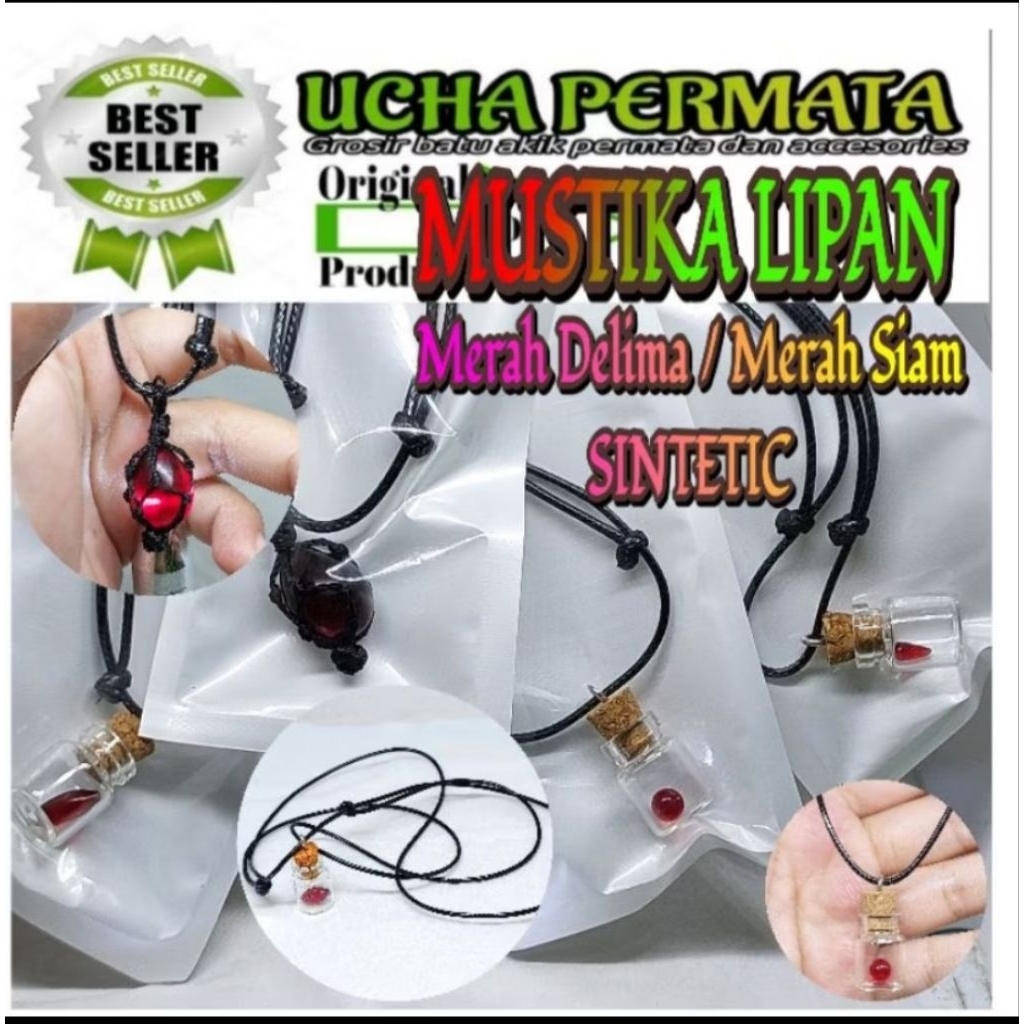 Batu merah siam bulat telur / kalung merah siam / sintetic tidak asli