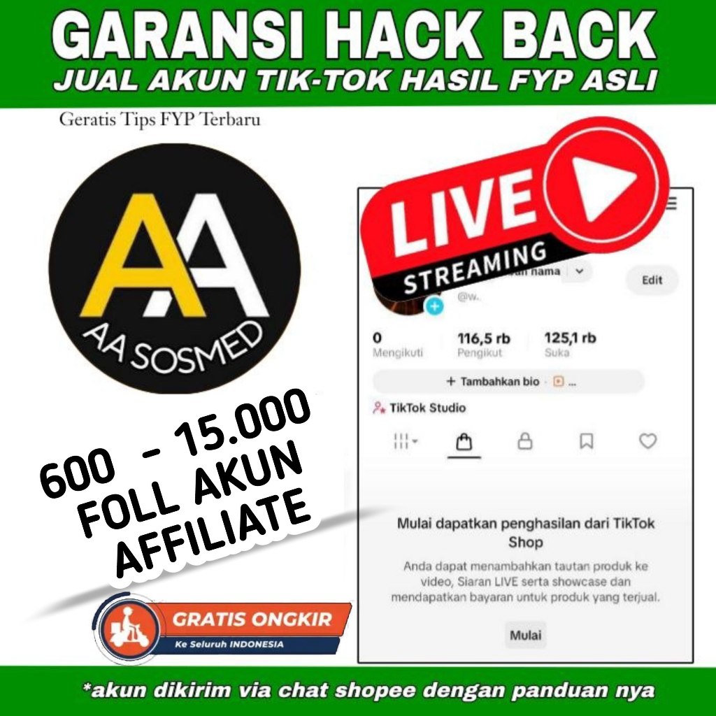 Akun Tiktok Affiliate Bergaransi Hack Back Murah Follower Hasil Fyp Asli