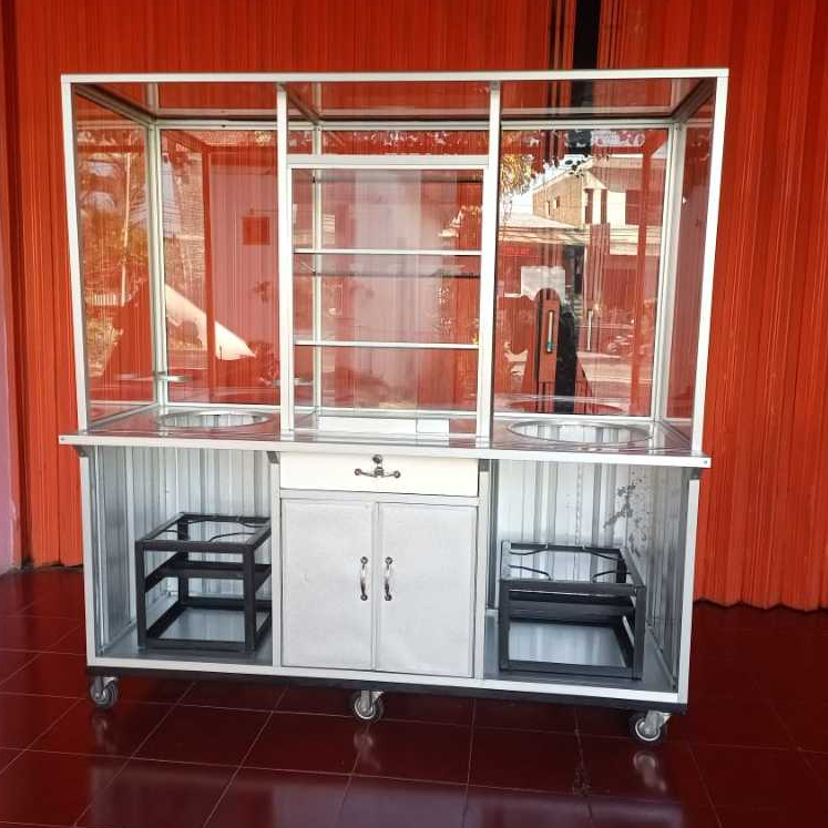 BOOTH Etalase Kaca Gerobak Jualan Bakso /Mie Ayam / soto / yamie/ mie bandung/ bakso malang - type 5