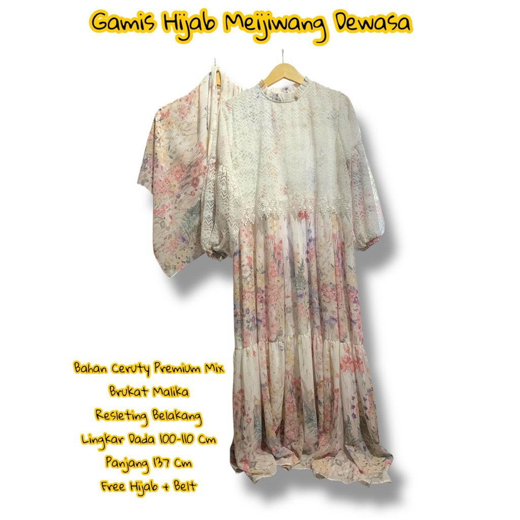 Gamis Meijiwang Dewasa // Gamis Plus Hijab Meijiwang // Gamis Premium Murah
