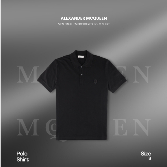 ALEXANDER MCQUEEN Men Skull Embroidered Polo Shirt (100% Authentic Original Asli)