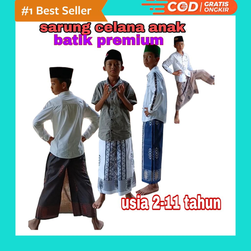 sarung celana anak batik praktis usia 2-11 tahun viral
