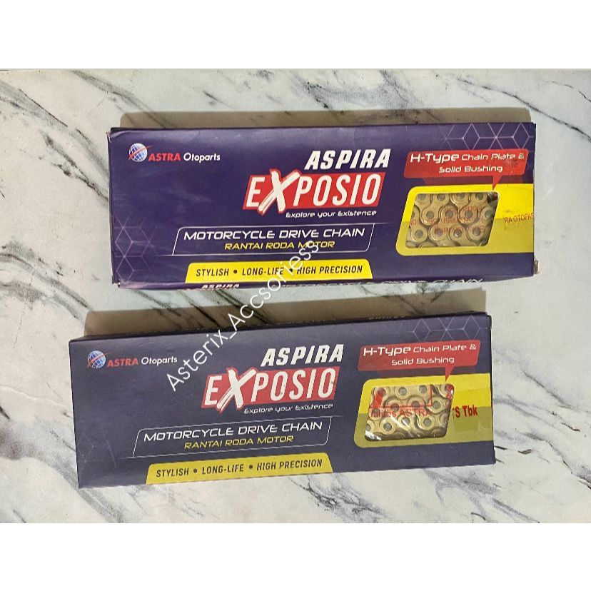 Rantai Gold ASPIRA EXPOSIO Ukuran Mata 428HSB-110L,120L Untuk Motor Bebek,Supra,Jupiter,Vixion,MegaP