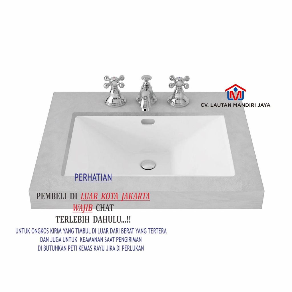 CARGO JNE Wastafel Meja TOTO LW931J SET TX103LCBR Under Counter Lavatory 3 Tap Hole