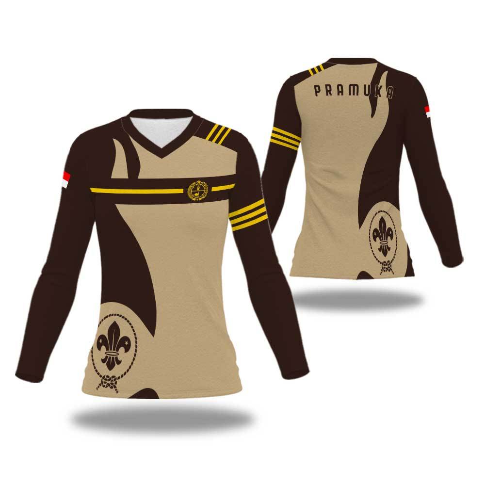 Baju Wanita Pramuka Lengan Panjang / Seragam Pramuka / Kaos Jersey Pramuka Pembina Custom
