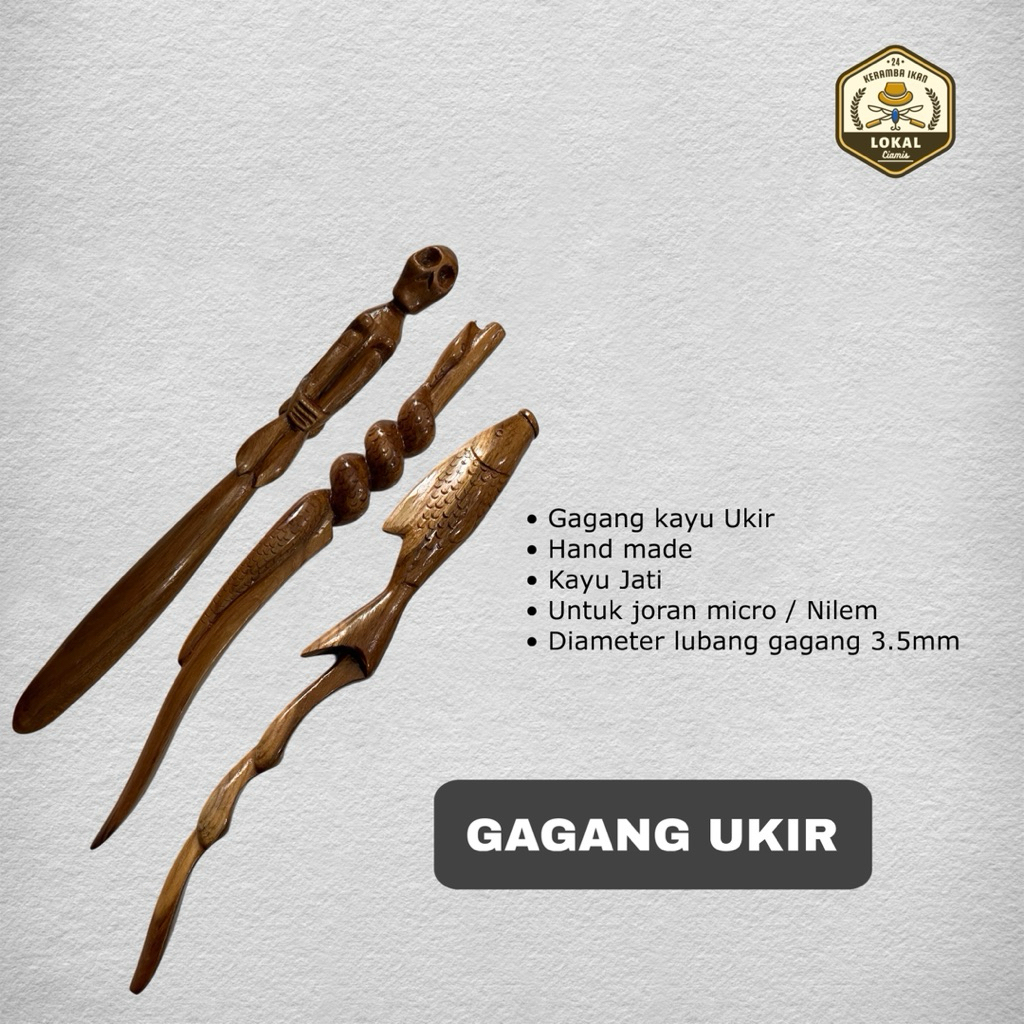 Gagang joran microfishing ukir kayu jati | gagang joran nilem wader