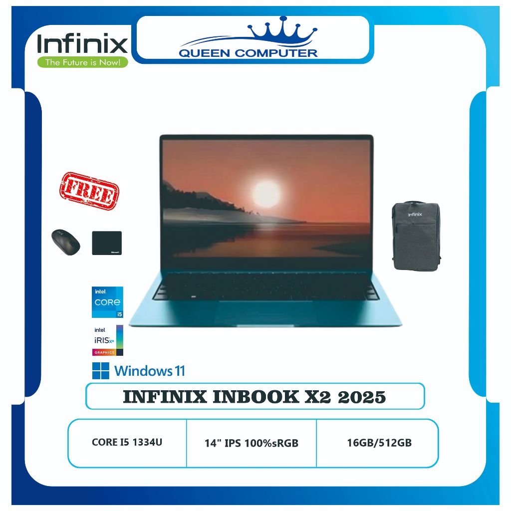LAPTOP INFINIX INBOOK X2 XL422 Intel Core i5 1334U 16GB 512GB Windows 11 GREEN