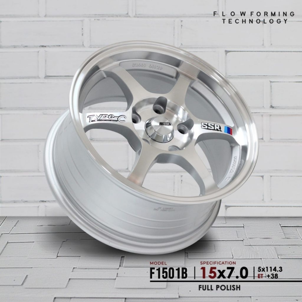 VELG SSR TYPE C RING 15 LEBAR 7 ET 38 PCD 5X114 SILVER POLISH