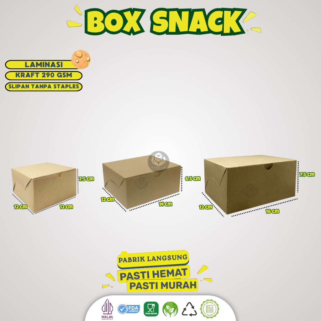 Dus Snack 12 x 16 Box Snack 12x16 Dus Kue 12x16 Laminasi 290 Gsm (B2K2)