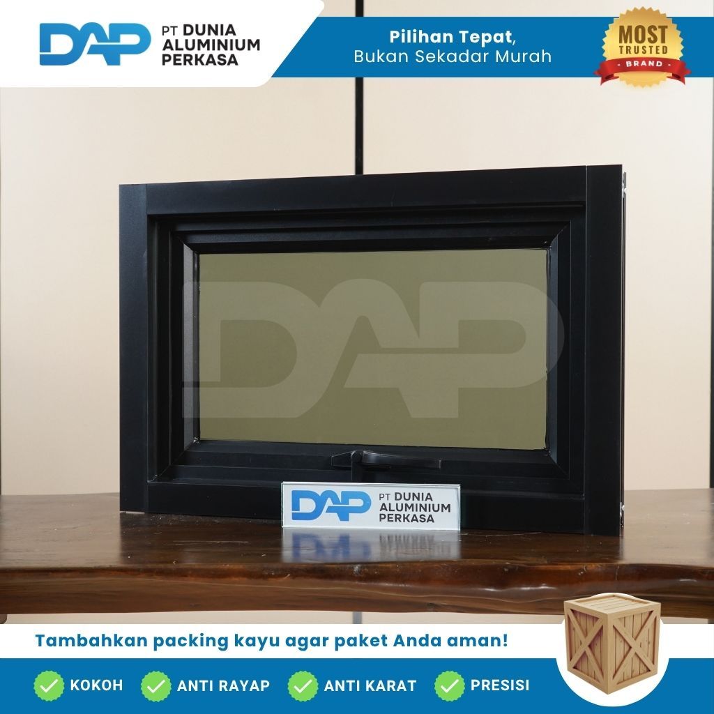 Jendela Boven L80 x T40 Casement 1 Daun Custom Kusen Aluminium + Kaca