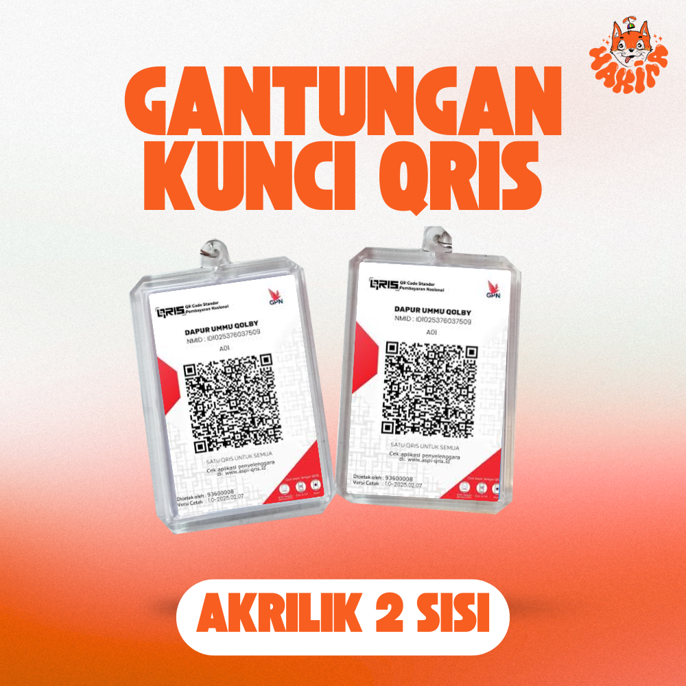 Gantungan Kunci QRIS Akrilik Custom Foto Bebas | Ganci QRIS Barcode Payment