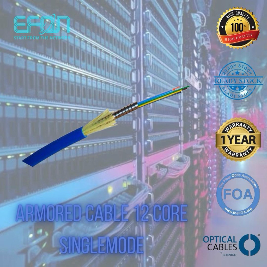 Armored Cable Fiber Optic 12 Core Singlemode 3.0Mm Round Type Meteran/Cable Only TANPA CONNECTOR