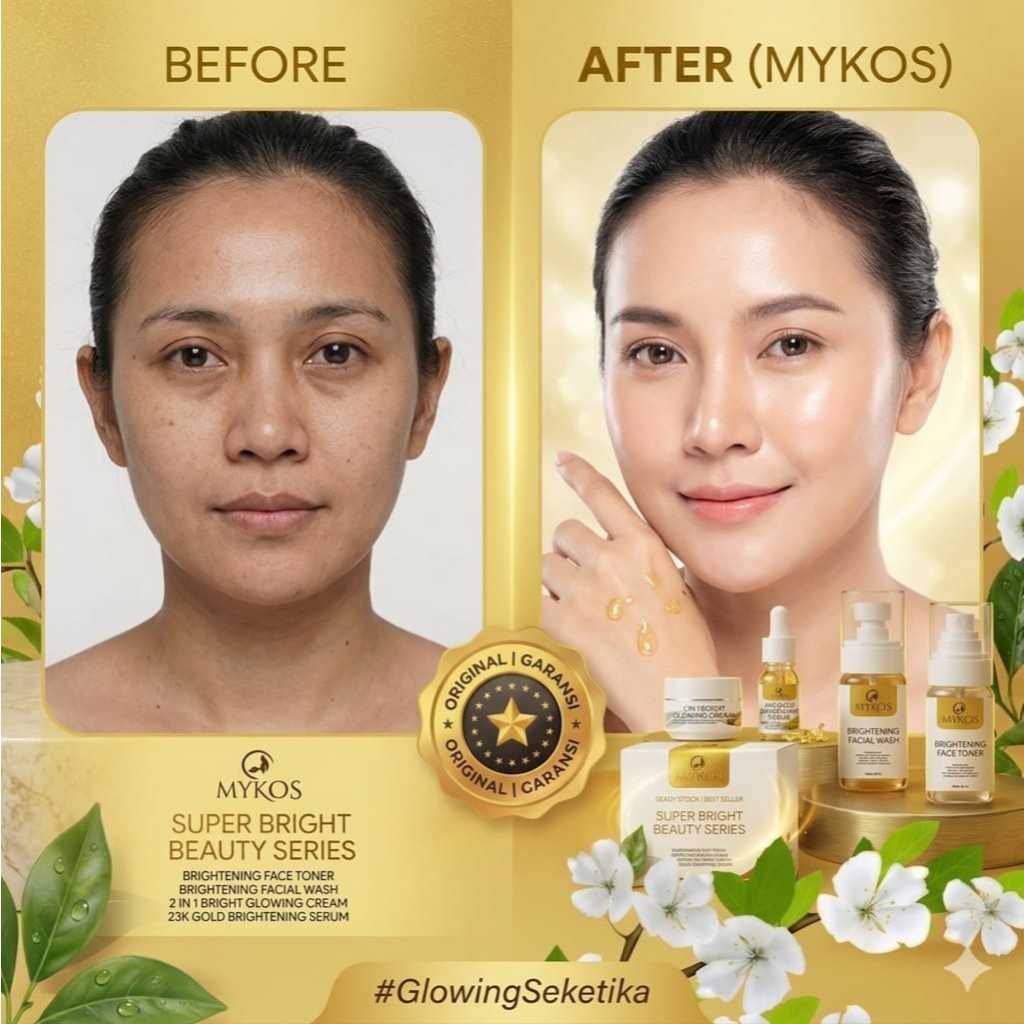 Skincare 1 Set Lengkap Glowing 4in1 Original BPOM – Serum 23K Gold DNA Salmon Mencerahkan & Memutihk