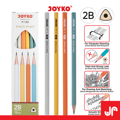 JOYKO PENSIL 2B 1PAK P-125 2B / PENSIL 2B JOYKO PENSIL SEKOLAH 2B