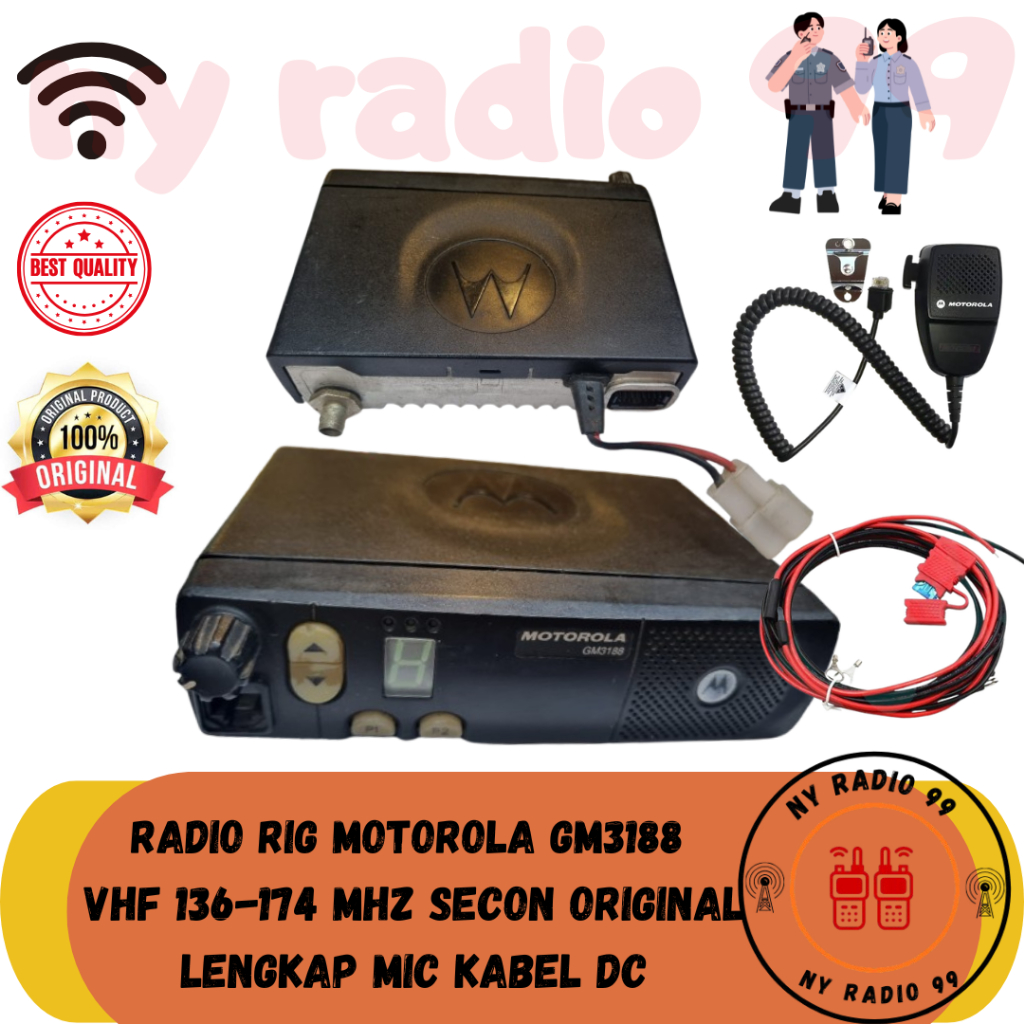 RADIO RIG GM3188 VHF 136 174 MHZ SECOND ORIGINAL LENGKAP MIC KABEL DC