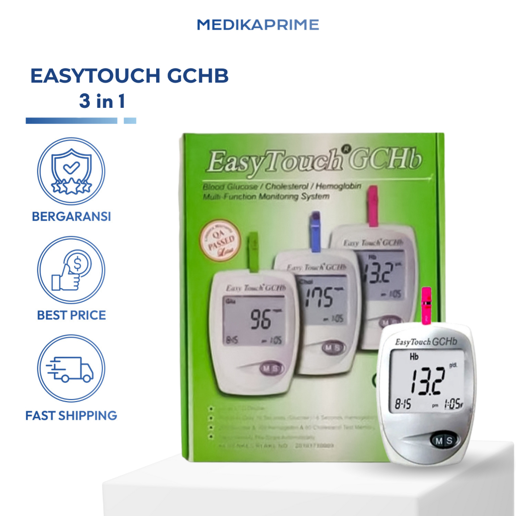Alat Cek Gula Darah Kolesterol Hemoglobin 3 in 1 Digital Akurat Monitor Kesehatan Easy Touch GCHB