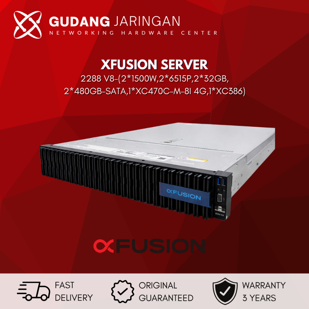 XFUSION SERVER 2288 V8-(2*1500W,2*6515P,2*32GB,2*480GB-SATA,1*XC470C-M-8i 4G,1*XC386)