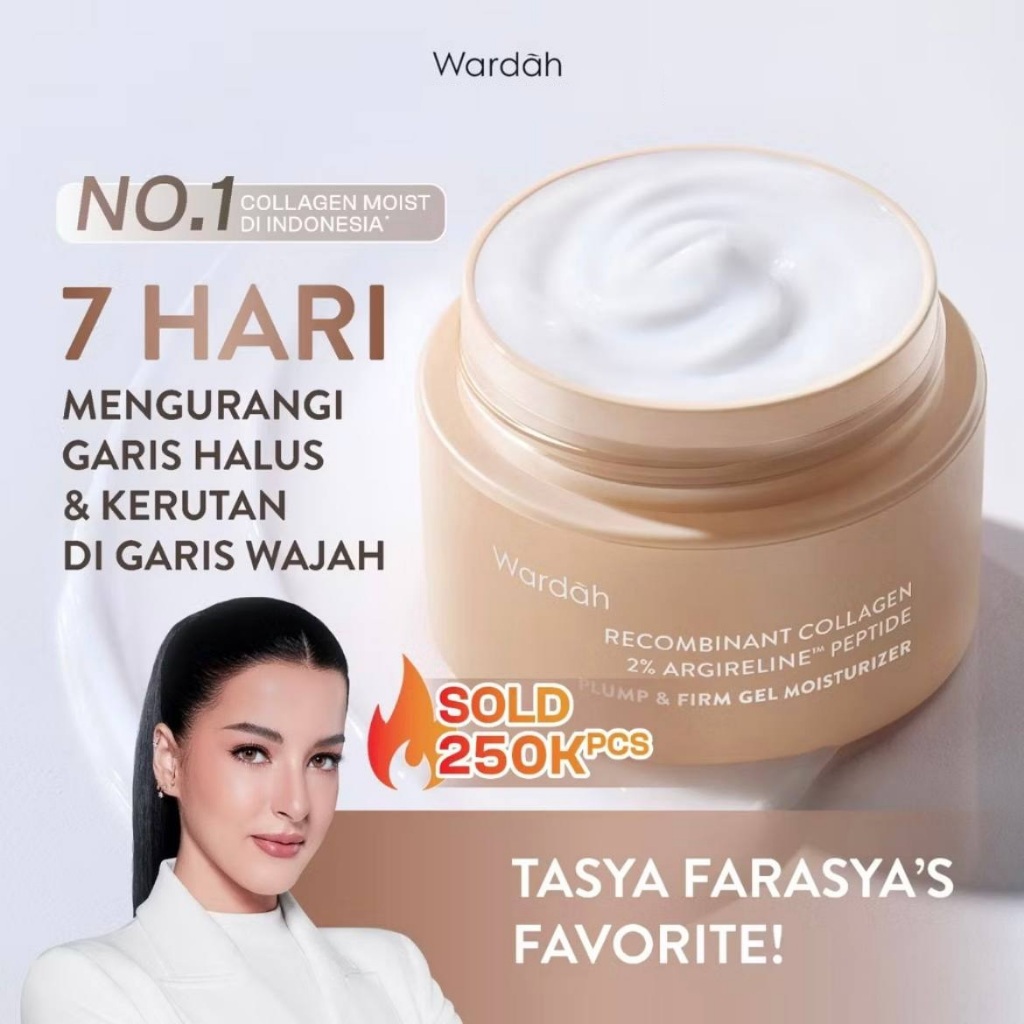 WARDAH Collagen Moisturizer - Plump & Firm Recombinant Collagen + 2% Argireline Peptide Gel Moist - 