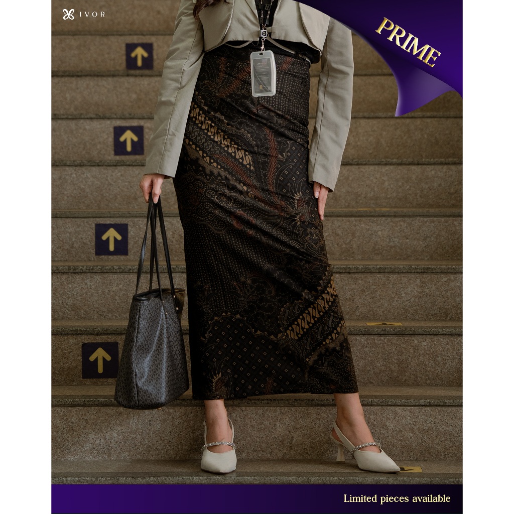 Laskala x IVOR Sandro Skirt Rok Batik Hitam Panjang