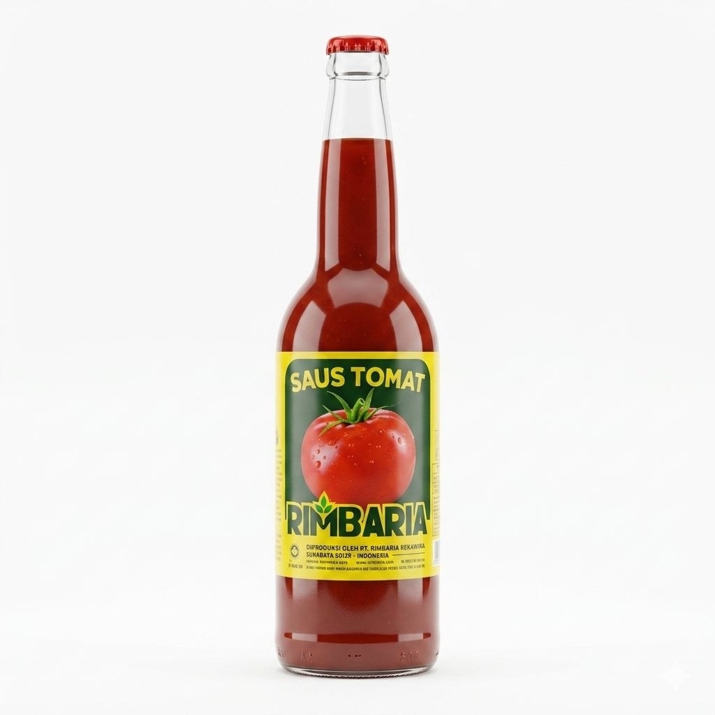 Saus Tomat Rimbaria Botol Kaca 330ml – Saus Tomat Kental Gurih untuk Bakso, Mie Ayam, Gorengan