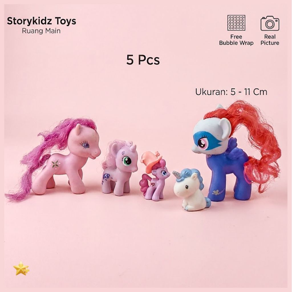 Mainan My Little Pony MLP Figure Kuda Pony 5 Pcs Preloved Paket Karakter Kuda Poni