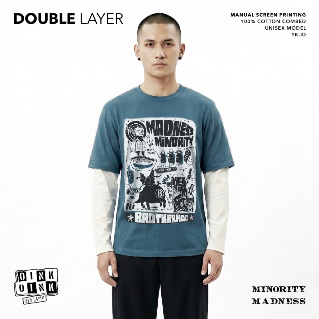 Yes I Am - Brotherhog Kaos Biru Skena Lengan Panjang Double Layer