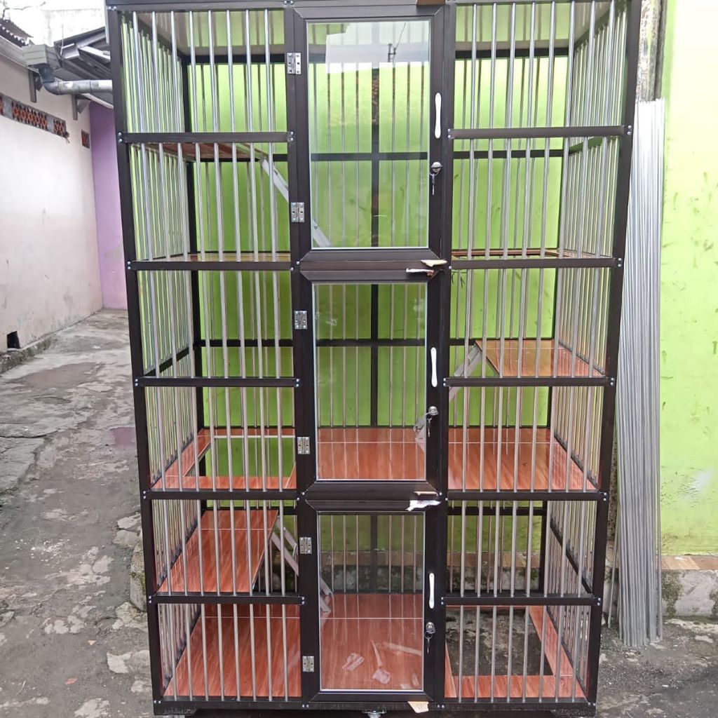 KANDANG KUCING ALUMUNIUM 3 TINGKAT BESAR 120x70x187