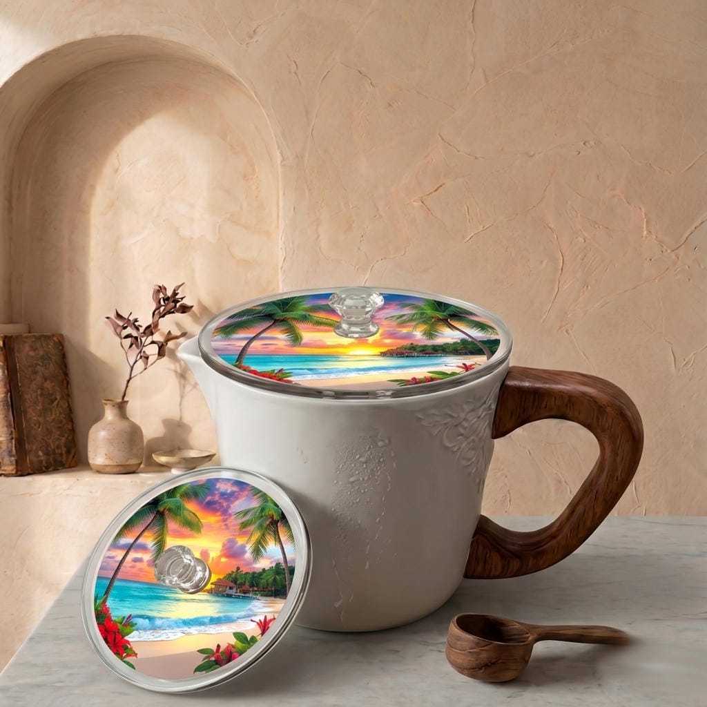 Akrilik Custom Tutup Gelas Mug Motif Sunset  Bahan Acrylic Bebas Request Custom