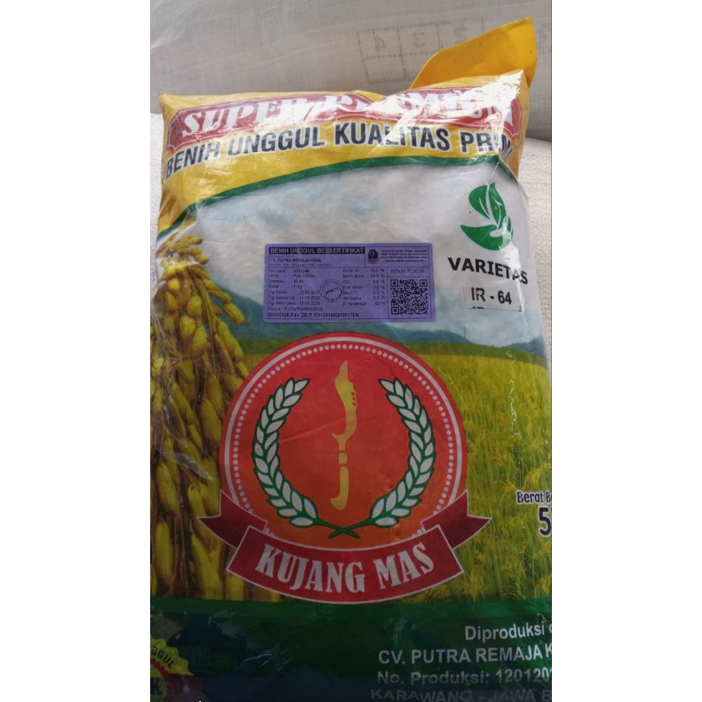 Benih Padi Unggul IR 64 Kualitas Prima Super Premium Kemasan 5 kg