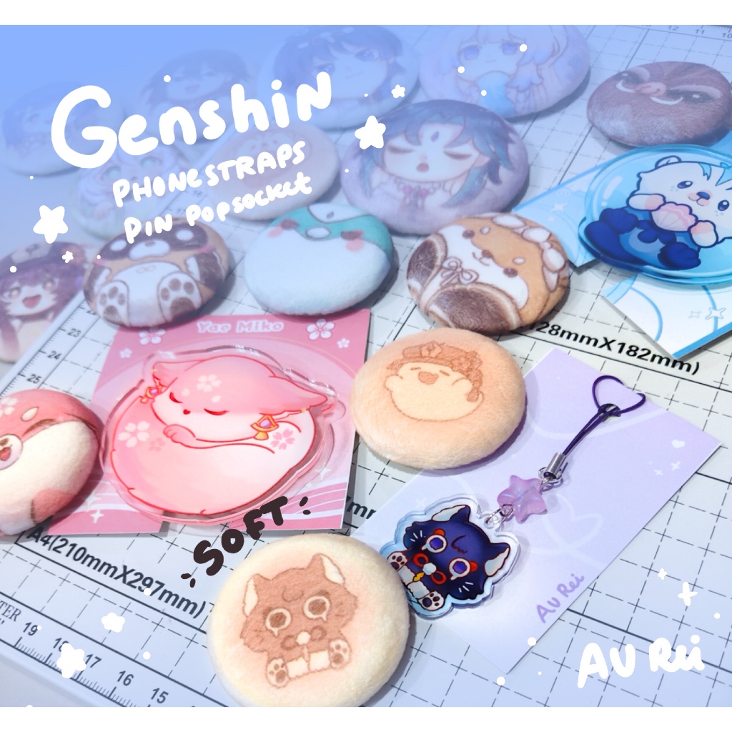 sticker Phonestrap pin doll Genshin Scaramouce, Yae miko,Xiao,hutao,neuvillette by Au rei