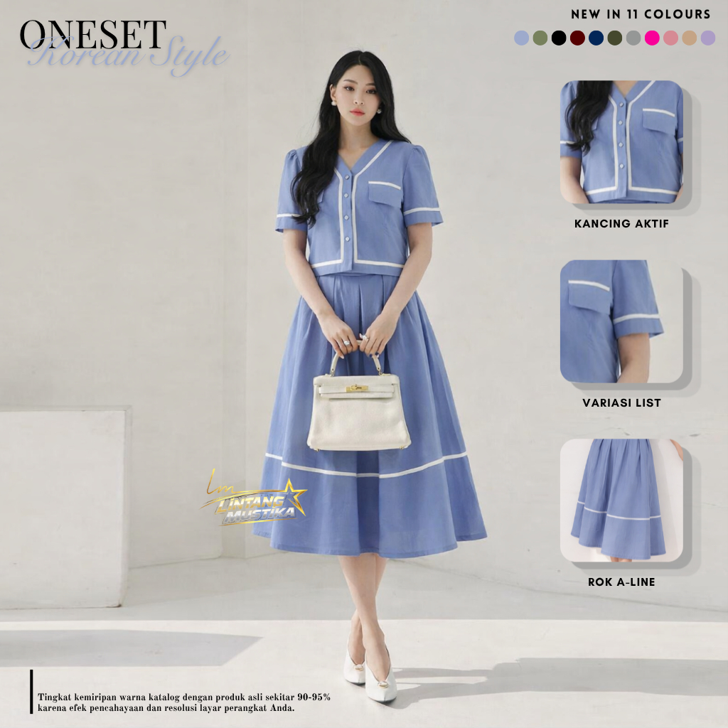 One Set Atasan Wanita kekinian Dan Rok Model Korean Rempel/Setelan Rok/Baju Atasan Terbaru