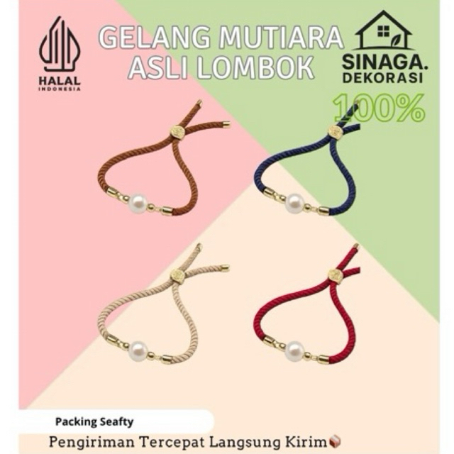 Gelang Serut Mutiara Asli Lombok - Gelang Mutiara Air Tawar Premium - Gelang Cantik Hitam
