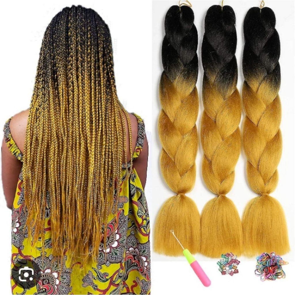Rambut sambung 2 warna Rambut sambung K-Pop, Rambut sambung Rumi, Rambut sambung kepang jumbo