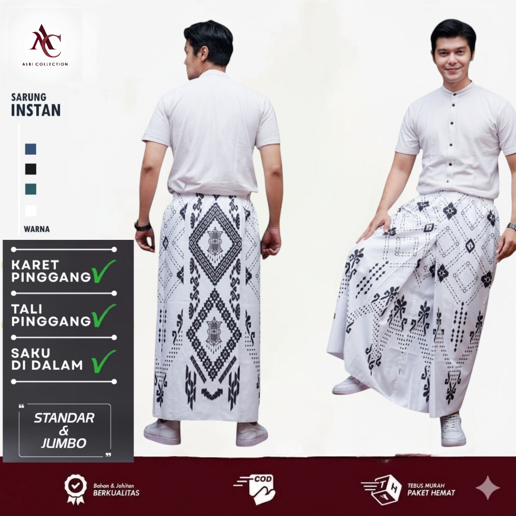 SARUNG INSTAN DEWASA santri/santriwati  Sarung Instan Pria Dewasa  Sarung Batik Pria Dewasa  Wadimor