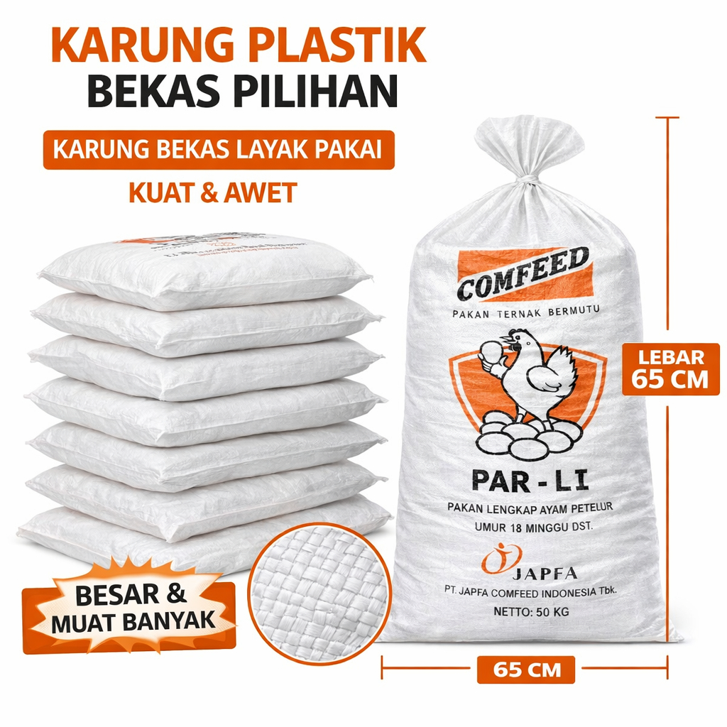 Karung Bekas Pakan Ayam / Karung Bekas Pakan Ayam 50kg - Tebal Bersih dan Bagus