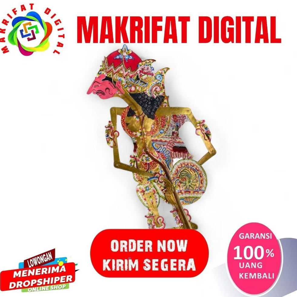 ZACK MART Wayang Kulit Kerbau Prabu Karno Ukuran 60cm Asli Kualitas Alusan Super Premium Bergaransi 