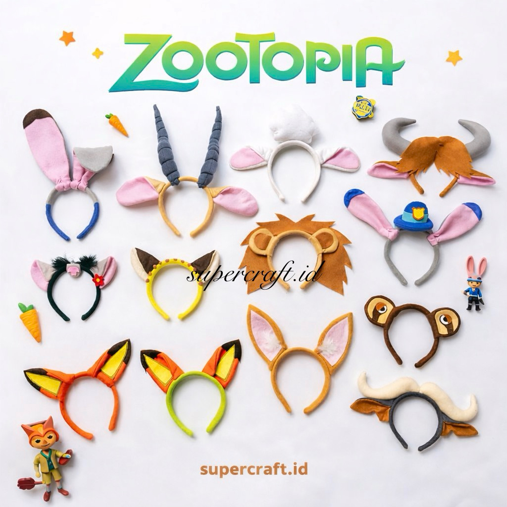 Bando Karakter Zootopia Inspired by Zootopia Judy Hopps Nick Wilde Chief Bogo | Headband Cosplay Zoo