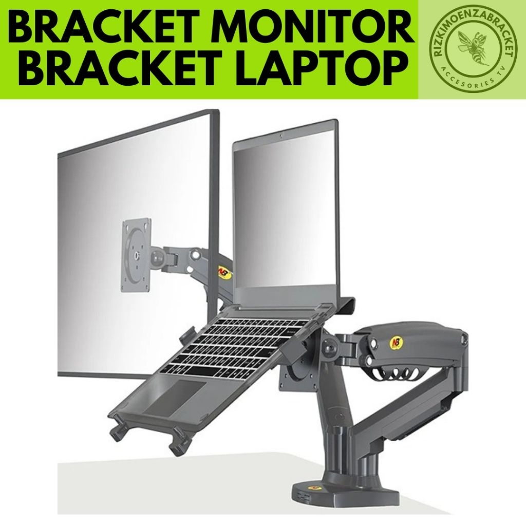 Bracket Braket Monitor Plus Tray Monitor Dan Laptop 14 - 27 Inch Flexibel