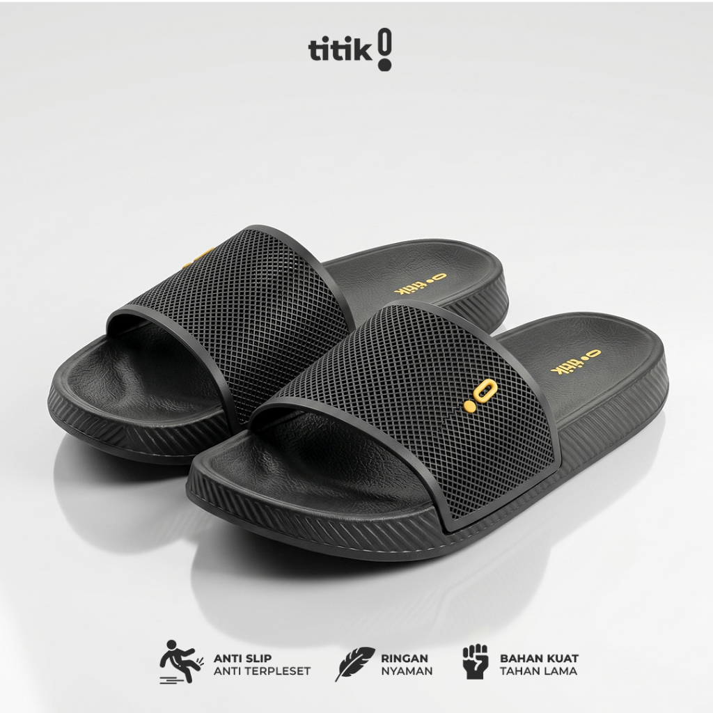 Titik -  Sandal Slop Pria Tanpa Lem Sendal Slide Cowok Casual Anti Slip Sandal Pria Empuk Ringan - D