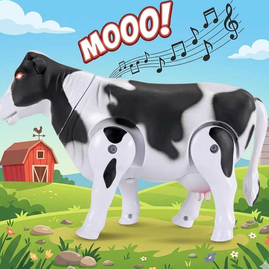 Mainan Bergerak Sapi Milk Cow Sapi Walking Toys Musik Efek Lucu berjalan