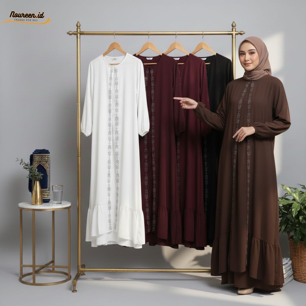 Gamis couple ibu anak syafa dress bahan Crinkle premium dobel layer mix swaroski
