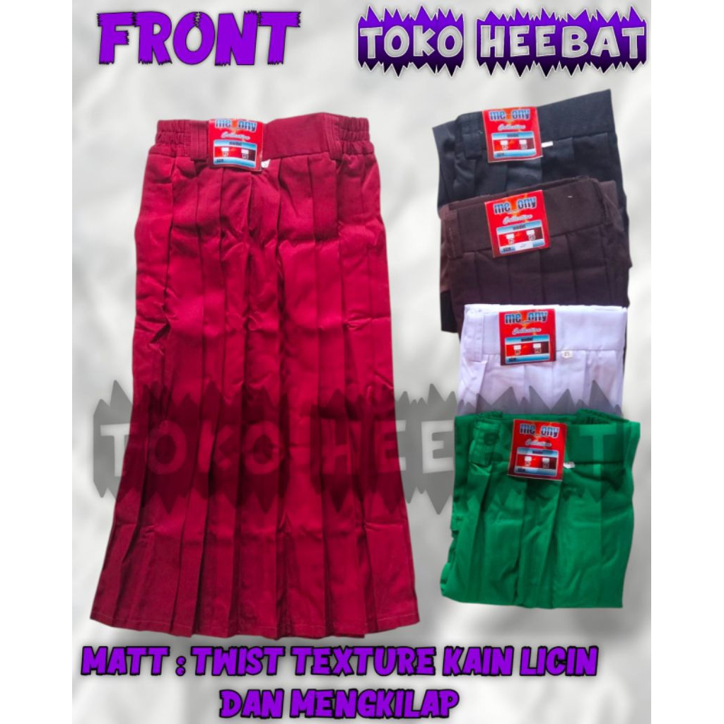 ROK REMPEL PANJANG SD/MI MERAH BAHAN LICIN DAN MENGKILAP