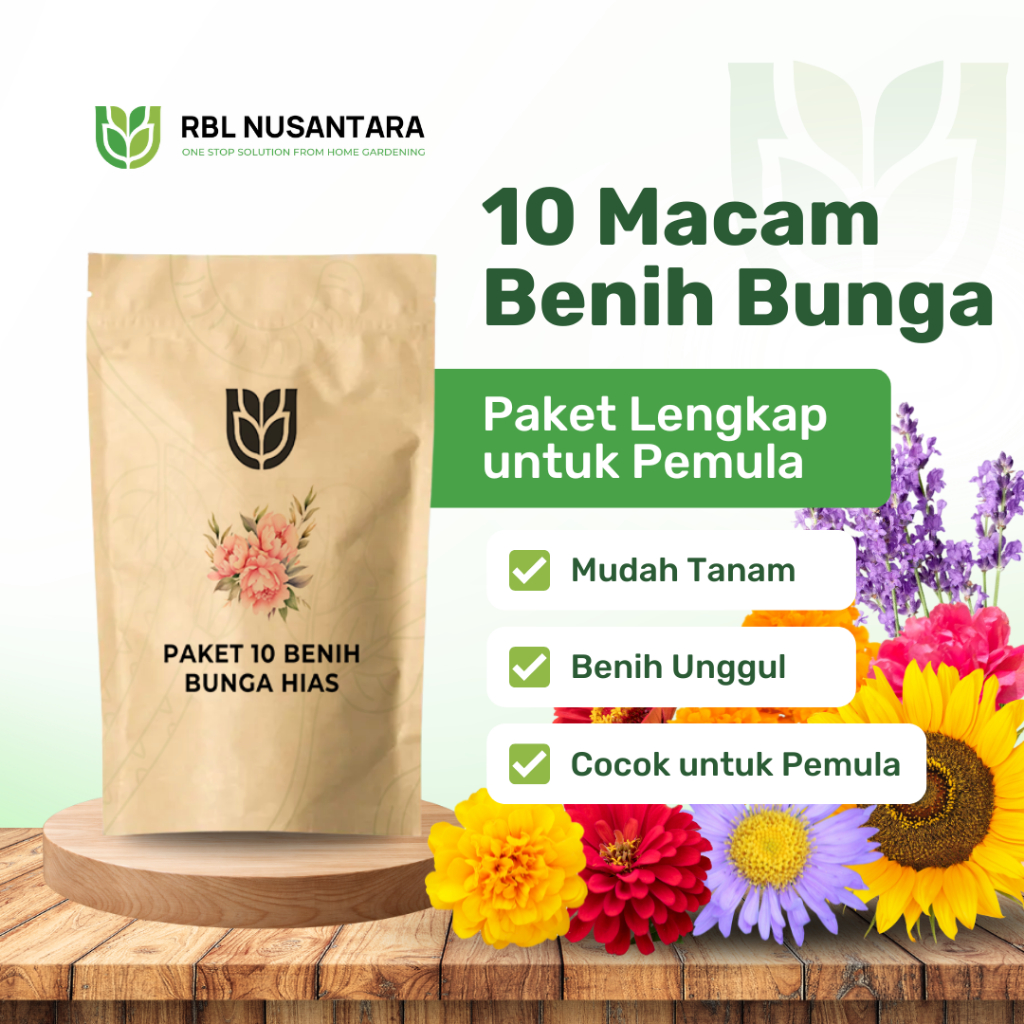 RBLN - Paket 10 Macam Benih Bunga Hias Warna Warni Lengkap Cocok Untuk Pemula